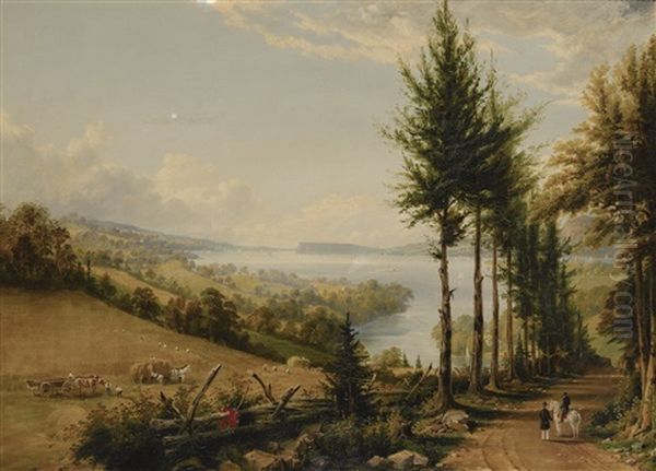 View Of The Hudson From Horton's Road Near Croton Oil Painting by Robert Havell Jr.