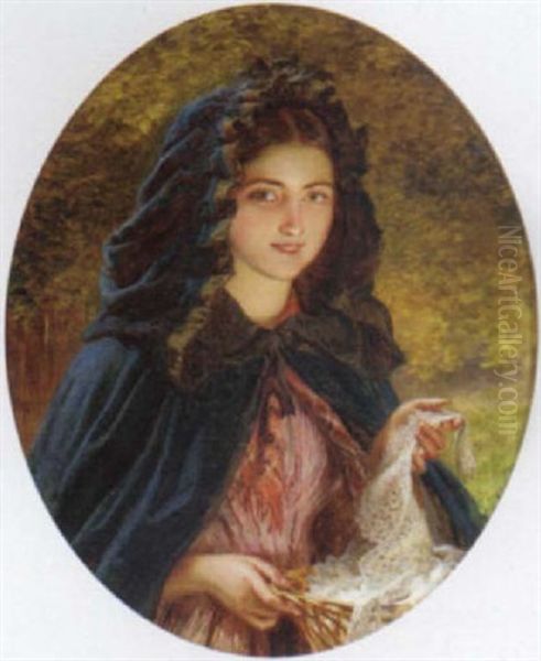 The Lace Seller Oil Painting by Edmund Havell the Younger