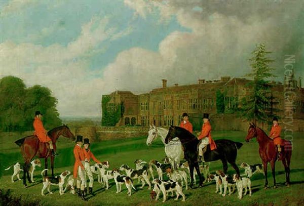 A Meet Of Sir John Cope's Hounds At Bramshill, Hampshire Oil Painting by Edmund Havell the Younger