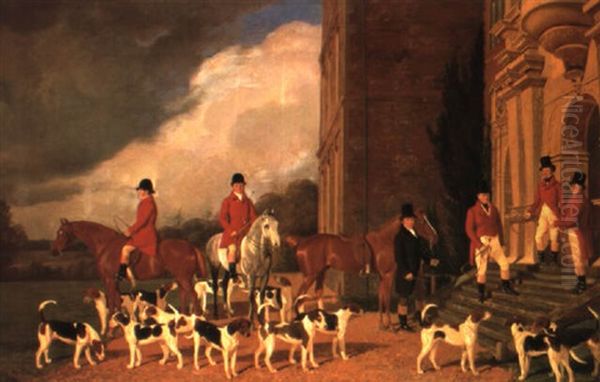 Sir John Cope With His Hounds At Bramshill House Oil Painting by Edmund Havell the Younger