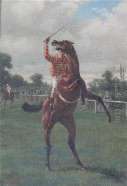 Reluctant Racehorses (pair) Oil Painting by Alfred Charles Havell