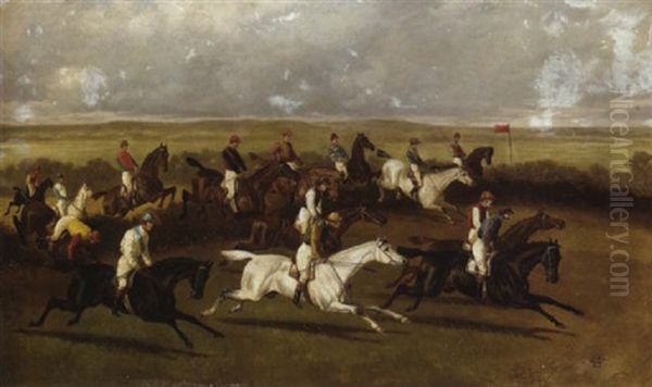 Steeplechasing (racing In Ireland) Oil Painting by Alfred Charles Havell