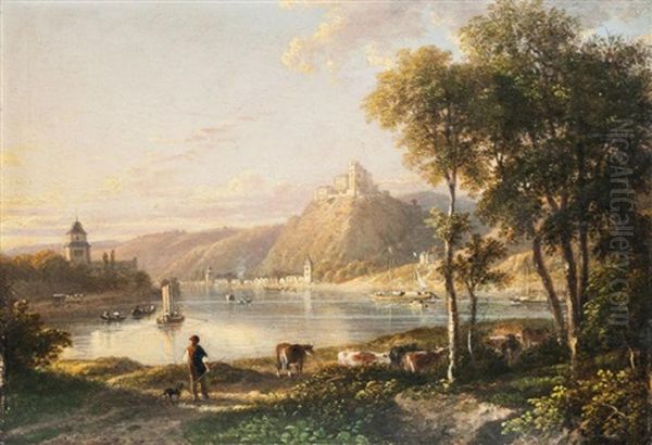 Marksburg On The Rhine Oil Painting by William Havell