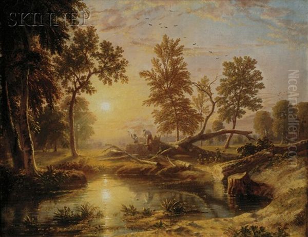 Landscape With Woodcutters Oil Painting by William Havell