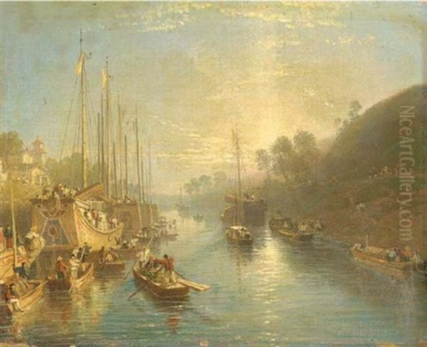 Chinese Canal Oil Painting by William Havell