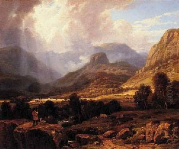 Landscape In The Lake District With The Vale Of St. John Between Thirmere And Keswick Oil Painting by William Havell