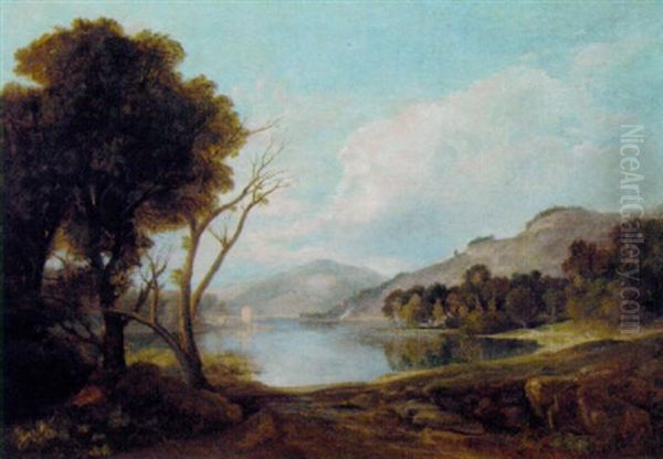 An Extensive Lake Landscape Oil Painting by William Havell