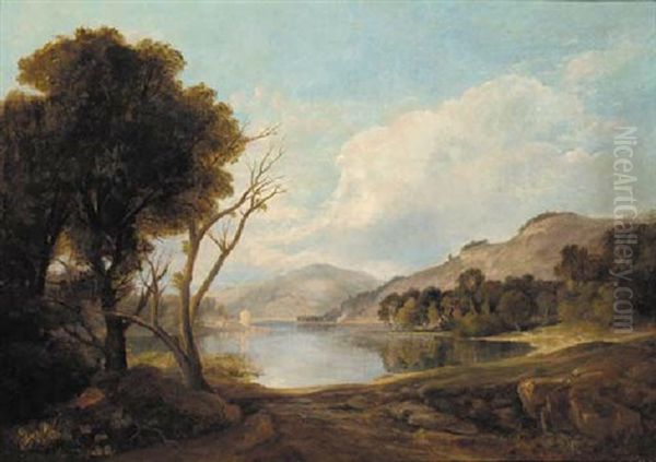 An Extensive Lake Landscape Oil Painting by William Havell