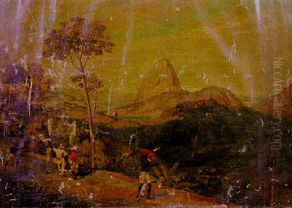 A View Towards Botafogo And Sugar Loaf Mountain, Rio De Janeiro Oil Painting by William Havell