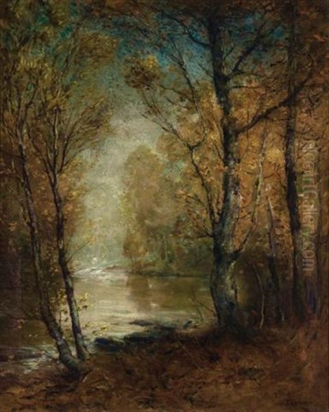 Stream In Autumn Oil Painting by Benjamin Franklin de Haven