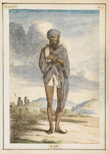 A Sikh In A Landscape Oil Painting by Francois Balthazar Solvyns