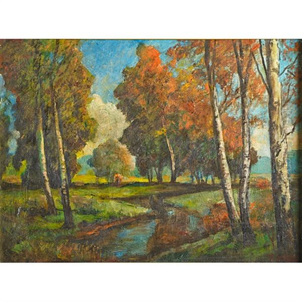 Autumnal Landscape Oil Painting by Benjamin Franklin de Haven