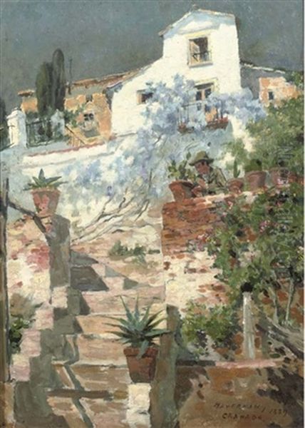 A Garden In Granada, Spain Oil Painting by Hendrik Johannes Haverman