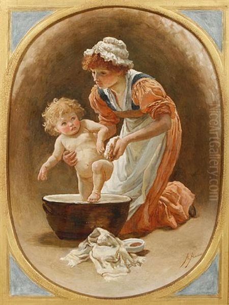 Bathtime Oil Painting by Alice (Alice Morgan) Havers