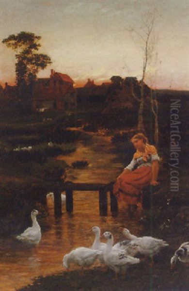 Goosey, Goosey Gander Oil Painting by Alice (Alice Morgan) Havers