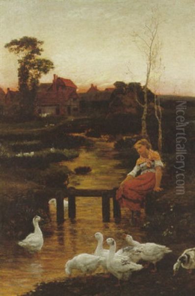 Goosey, Goosey Gander Oil Painting by Alice (Alice Morgan) Havers