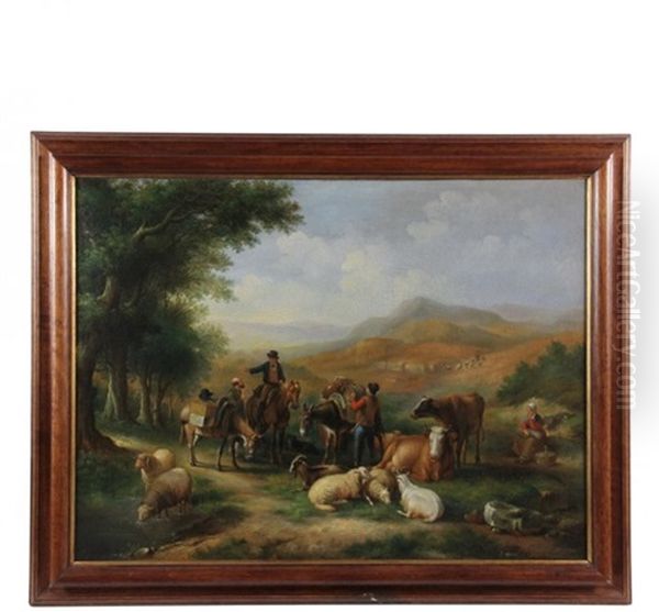 Delivery Of Food To A Shepherd In The Fields Oil Painting by Joseph Patrick Haverty