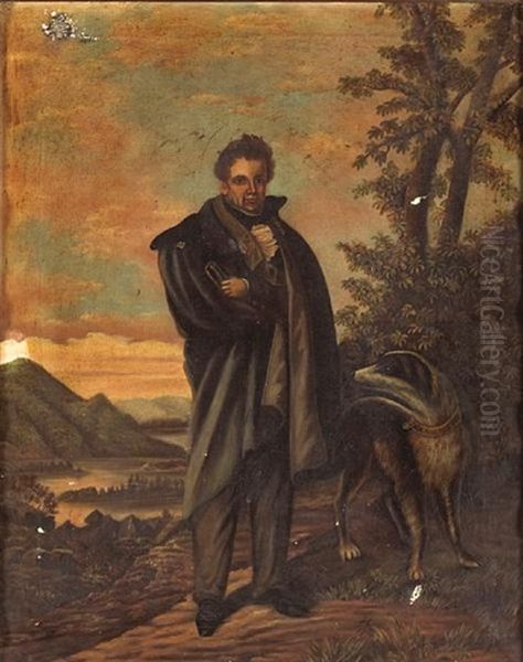 A Portrait Of A Gentleman, Thought To Be Daniel O'connell, With His Hound Oil Painting by Joseph Patrick Haverty