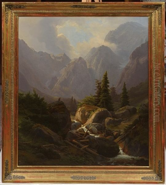 View Of The Iceberg Of St. Bartholomew By Konigsee Oil Painting by Bedrich Havranek