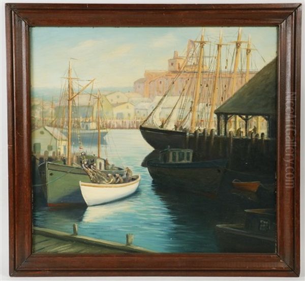 Gloucester Harbor Oil Painting by George Hawkins