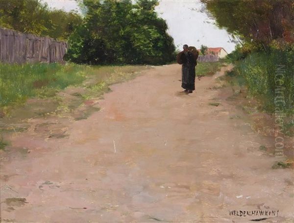 Figure On A Track In A Breton Scene Oil Painting by Louis Welden Hawkins