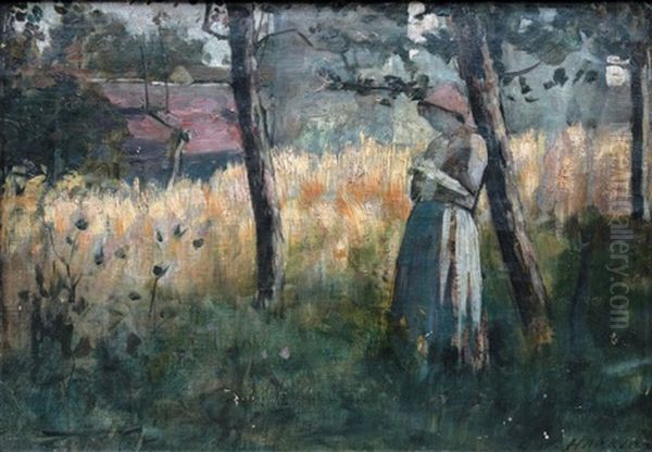 Jeune Femme Adossee A Un Arbre Oil Painting by Louis Welden Hawkins