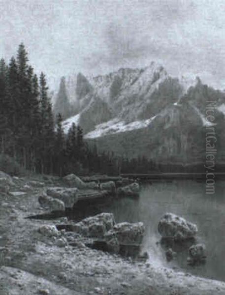 Der Weissenfelsersee In Den Julischen Alpen Oil Painting by Vincenz Hawlicek