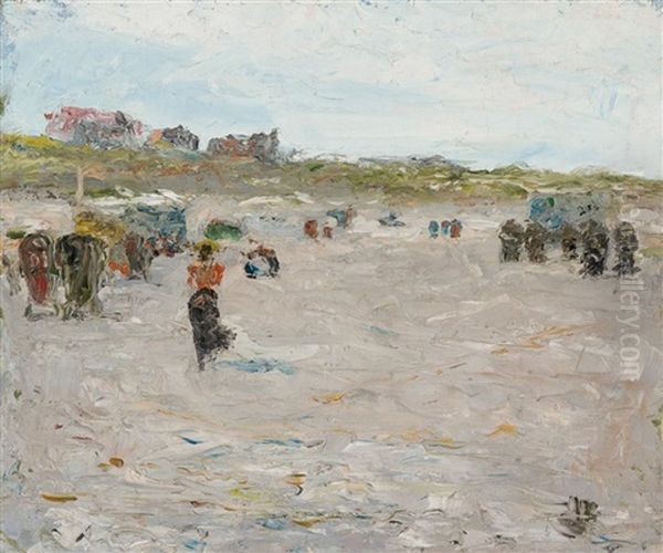 Beach Scene With Figures And Buildings Oil Painting by Charles Webster Hawthorne