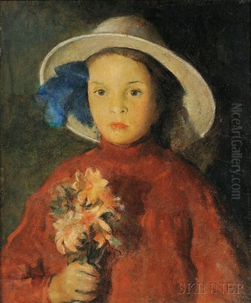 Flower Girl Oil Painting by Charles Webster Hawthorne