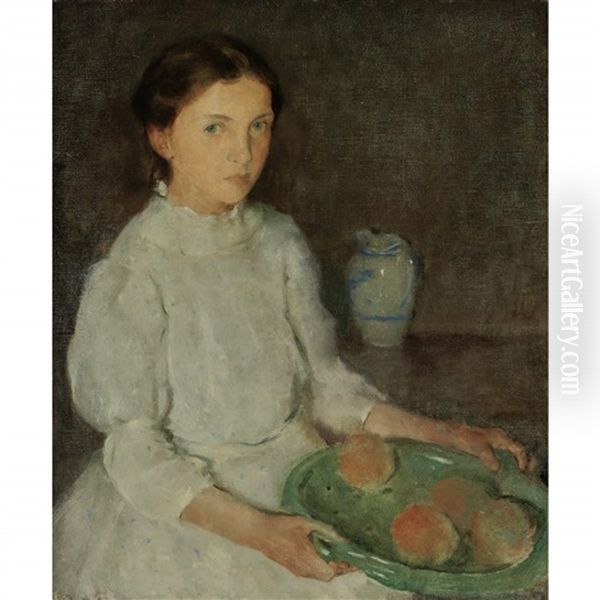 Girl With Peaches Oil Painting by Charles Webster Hawthorne