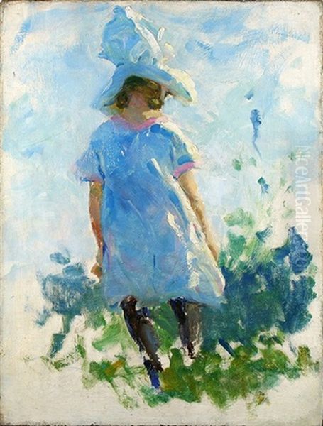 Young Girl In A Garden Oil Painting by Charles Webster Hawthorne