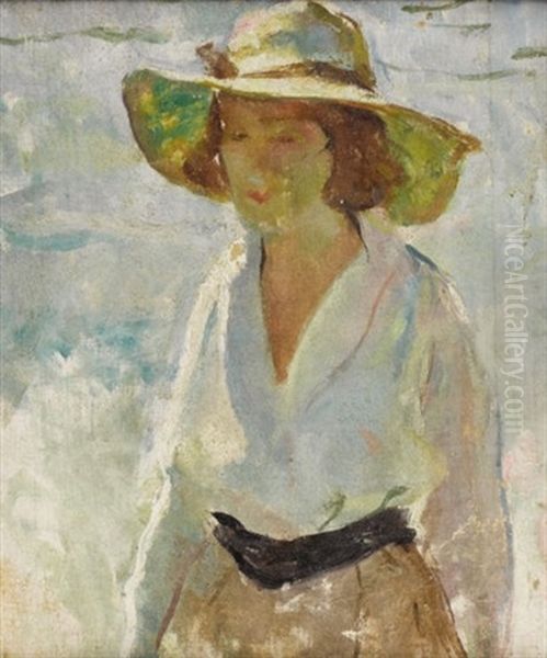 Untitled - Woman With Hat Oil Painting by Charles Webster Hawthorne