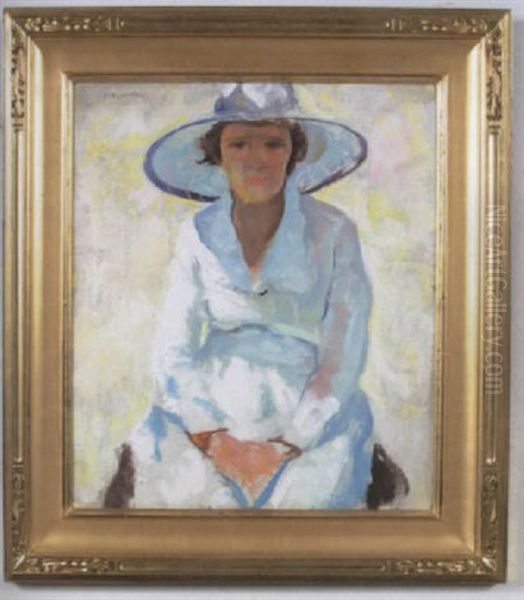 Lady In Summer Dress And Hat Oil Painting by Charles Webster Hawthorne