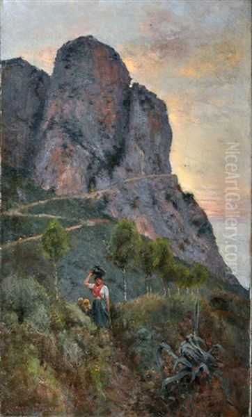 Contadine A Capri Oil Painting by Bernardo Hay