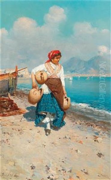 On The Beach At Naples Oil Painting by Bernardo Hay