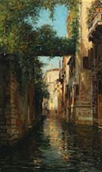 Venice Canal Oil Painting by Bernardo Hay