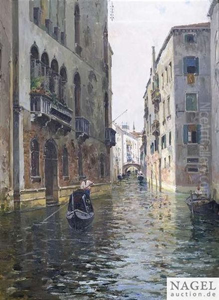 On A Canal In Venice Oil Painting by Bernardo Hay