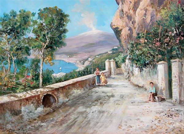 L'etna Da Taormina Oil Painting by Bernardo Hay