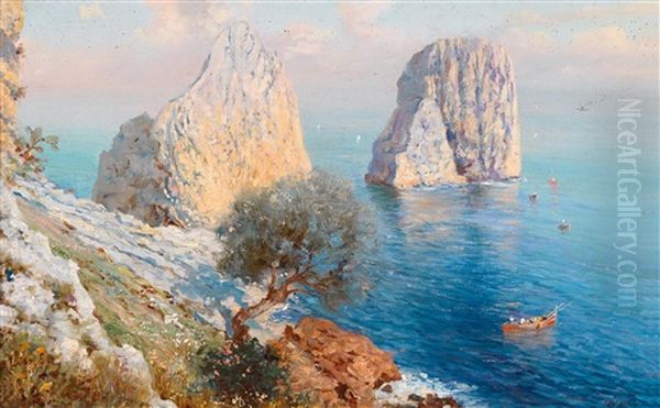 Blick Auf Die Faraglioni Felsen Oil Painting by Bernardo Hay