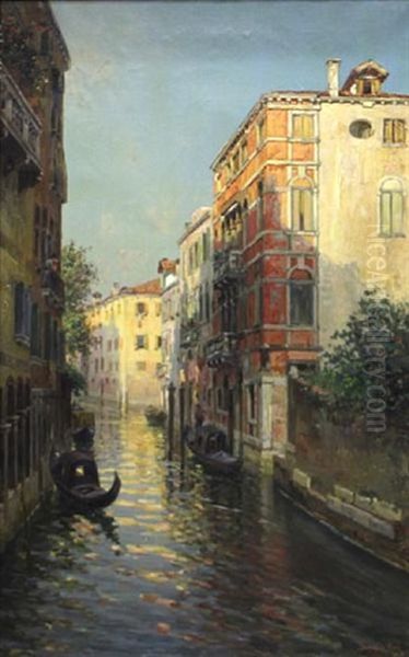 A Quiet Venetian Canal Oil Painting by Bernardo Hay