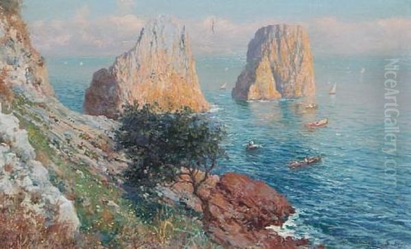 View Of The Faraglioni, Capri Oil Painting by Bernardo Hay