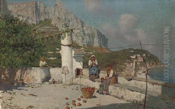 Woman Having A Rest, Capri Oil Painting by Bernardo Hay