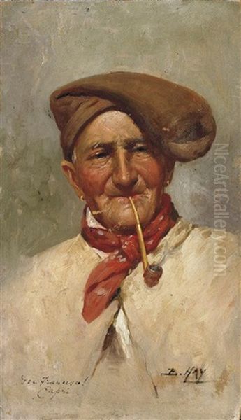 Don Francesco. Alter Caprifischer Mit Pfeife Oil Painting by Bernardo Hay