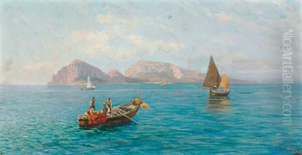 Fischer Vor Capri Oil Painting by Bernardo Hay