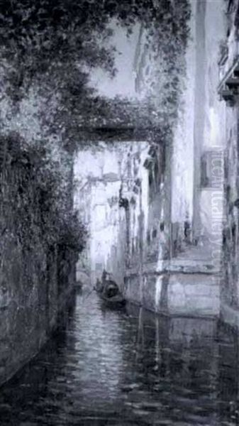 Venetian Canal Scene Oil Painting by Bernardo Hay