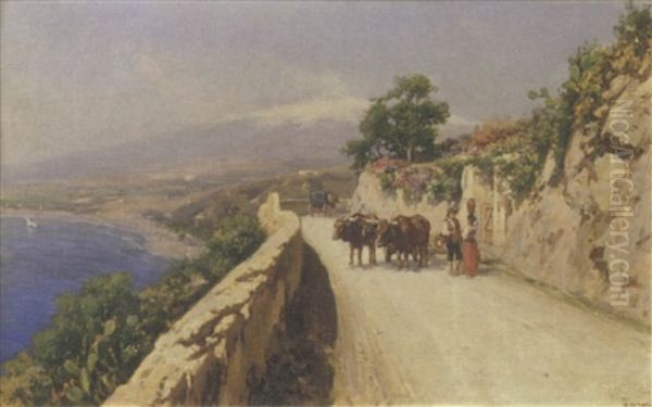 Taormina, Sosta Lungo La Via Oil Painting by Bernardo Hay