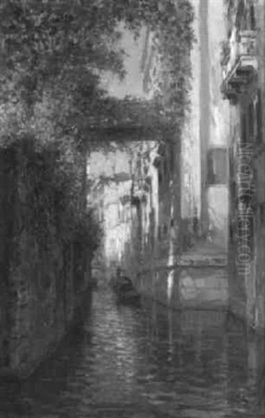 Venetian Canal View Oil Painting by Bernardo Hay