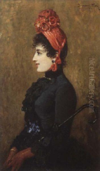 L'elegante Au Chapeau Rouge Oil Painting by Bernardo Hay