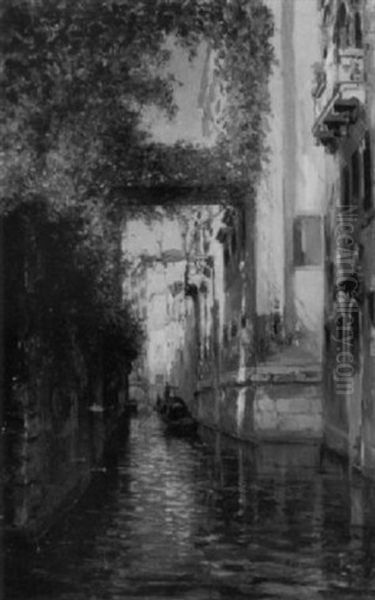 Venetian Canal Oil Painting by Bernardo Hay