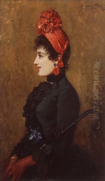 L'elegante Au Chapeau Rouge Oil Painting by Bernardo Hay